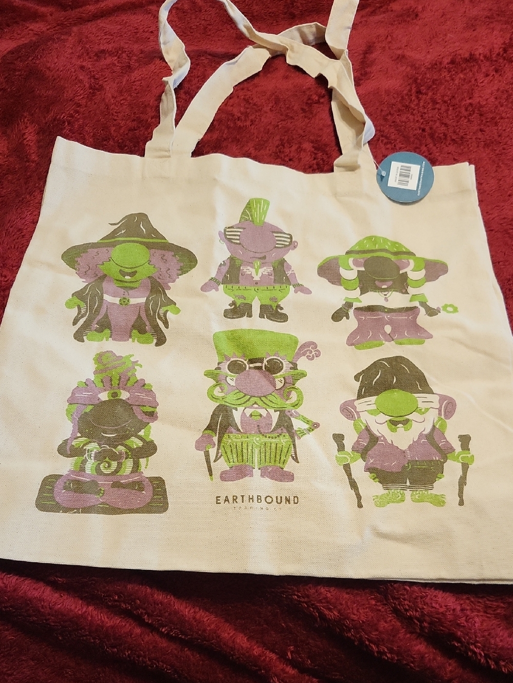 EARTHBOUND Canvas Tote with Green & Purple Nomes Lineup